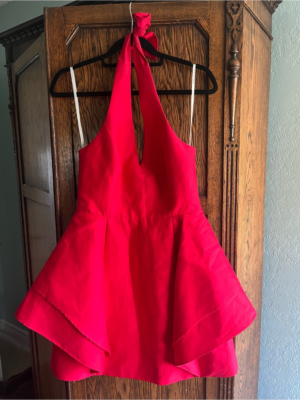 Halston Heritage Red Mini Halter Dress